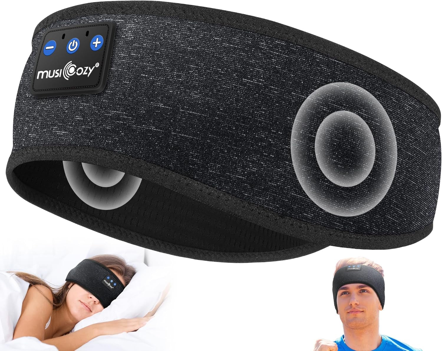 Bluetooth 5.4 Sleep Headphones Headband Sports Wireless Audio | Earbuds 2 in 1 Design with Breathable Stretch Fabric, HD Stereo Sound Speakers for Workout Yoga Running, Nighttime Sleep Use