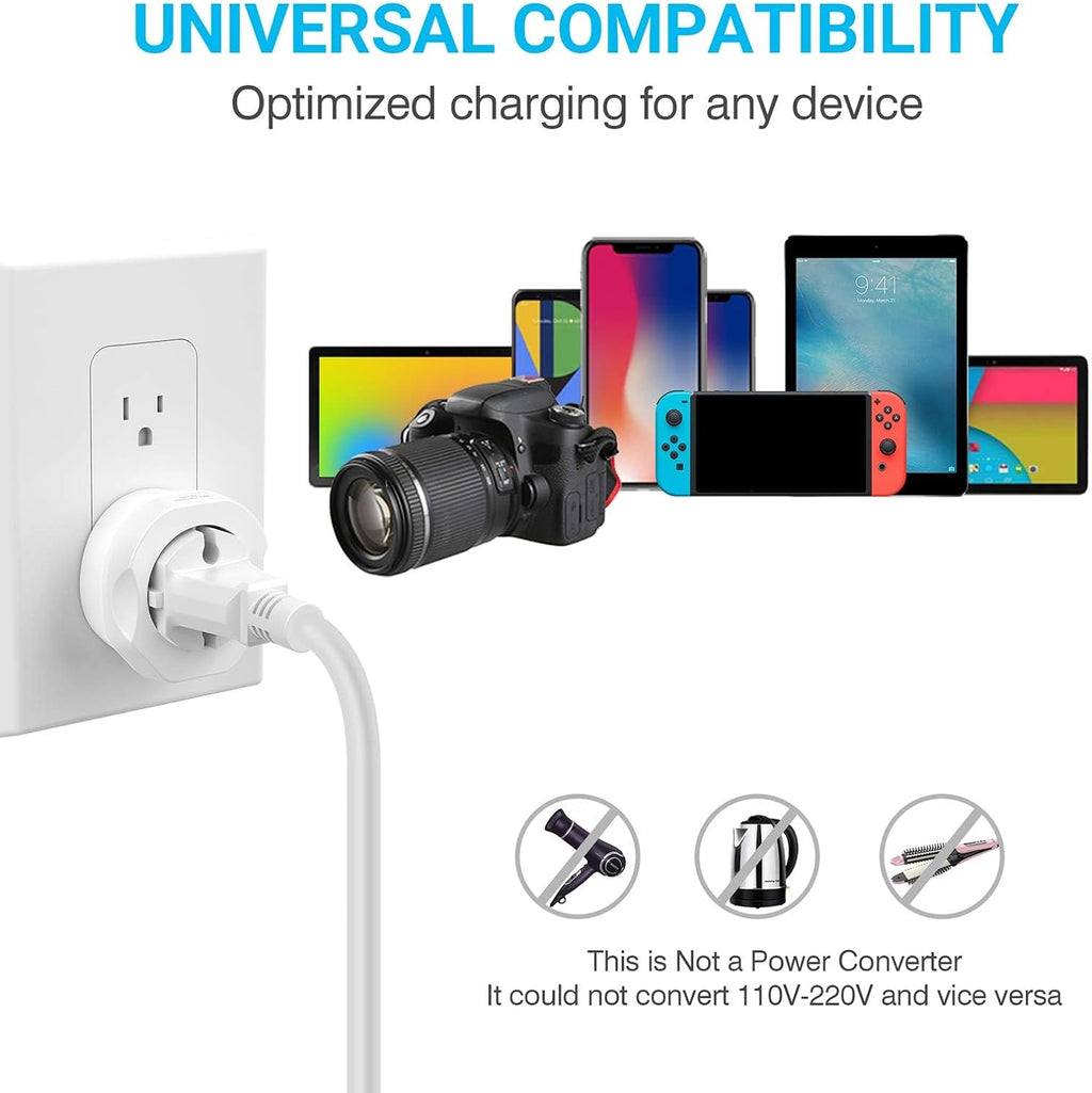 European to US Plug Adapter, EU to US Travel Plug Converter, 1 Pack | Europe to USA Adapter, for Most of EU Spain France Type C E F Plugs to America, Adapter Grounded