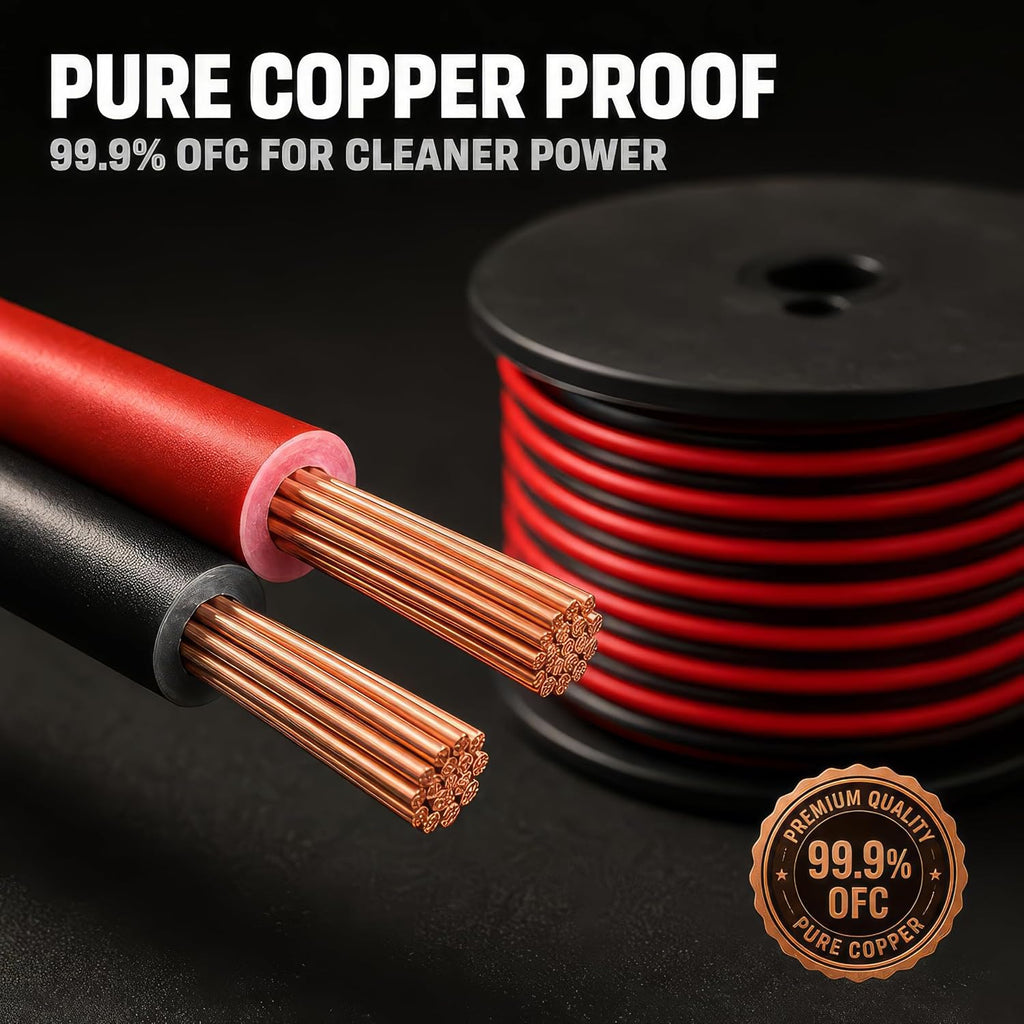 16 AWG Wire 100Ft - OFC Copper Automotive Speaker Wire Spool | 16 Gauge Stranded, 12V Low Voltage DC, Bonded Red Black Pair, Marine Trailer LED, 200Ft Total