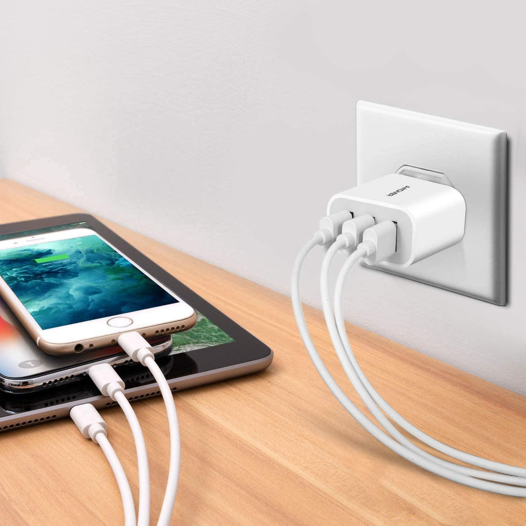 USB Wall Charger,  2Pack 15W 3-Port USB Charger Block Iphone Cube Charging Blocks for Iphone 14/13/12/11/X/XR/X/8/7/6, Galaxy, Android Phones and More | Fits Iphone 16/15/14/13/12/11/X/8, Galaxy, Android&Ipad Smart IC Fast Charge, 3 USB Ports for Home, Of