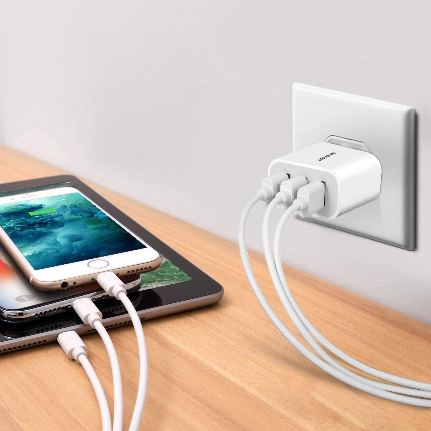 USB Wall Charger,  2Pack 15W 3-Port USB Charger Block Iphone Cube Charging Blocks for Iphone 14/13/12/11/X/XR/X/8/7/6, Galaxy, Android Phones and More | Fits Iphone 16/15/14/13/12/11/X/8, Galaxy, Android&Ipad Smart IC Fast Charge, 3 USB Ports for Home, Of