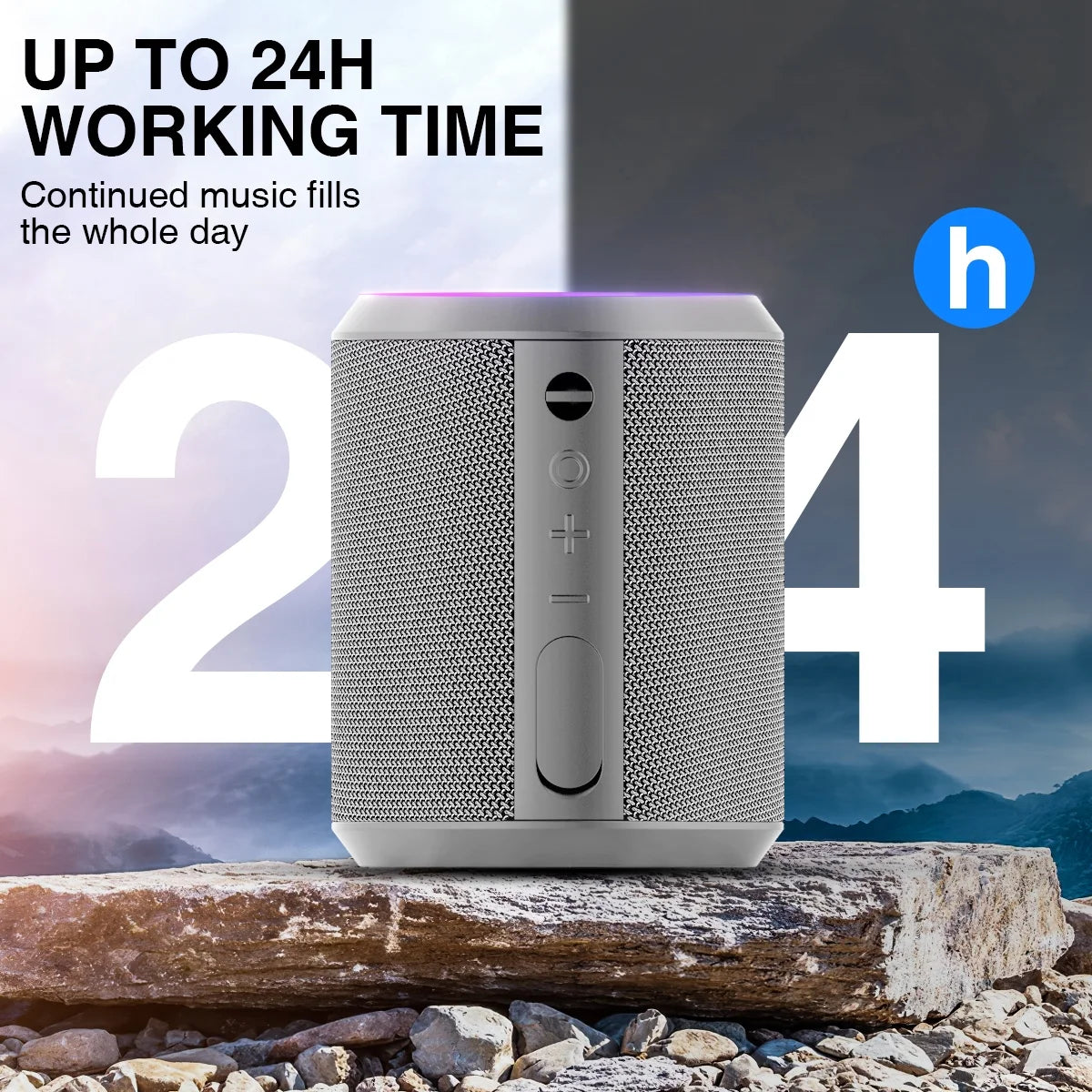 Portable Bluetooth Speaker,Ipx7 Waterproof Outdoor Speaker with 24Hr Playtime,Grey