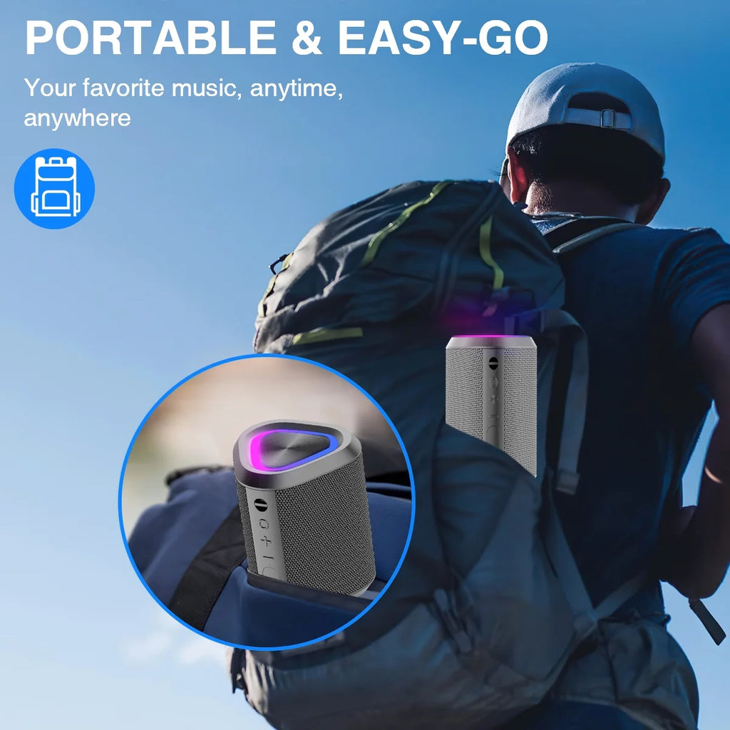 Portable Bluetooth Speaker,Ipx7 Waterproof Outdoor Speaker with 24Hr Playtime,Grey