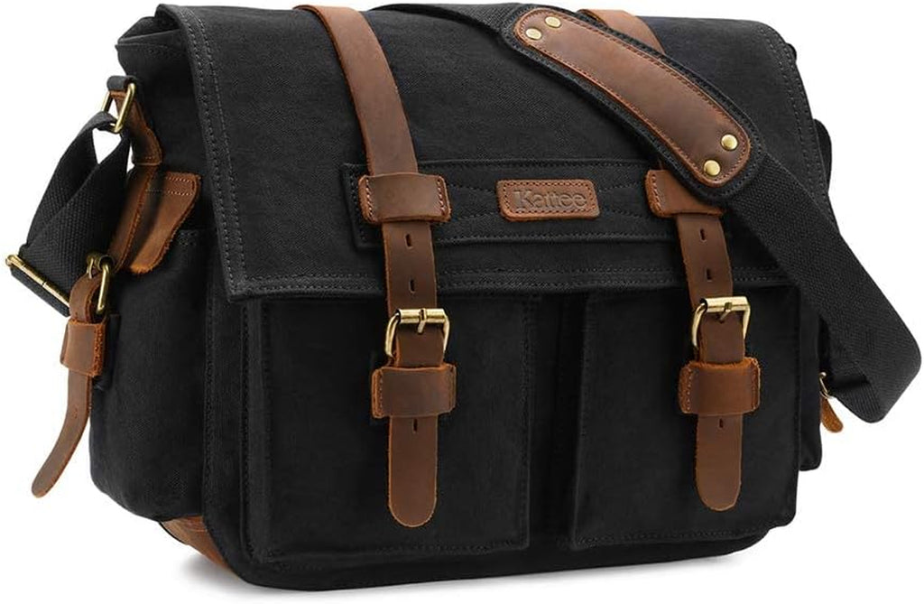 Vintage Leather Canvas DSLR SLR Camera Bags for Men | Leather & Canvas, Vintage. Adjustable Padded Dividers Fit Dslr/Lenses. Card Pockets. Ideal for Travel, Office & Daily