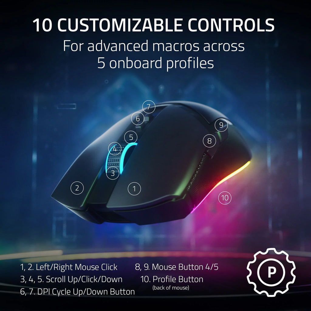Cobra Pro Lightweight Wireless PC Gaming Mouse with Chroma RGB, Custom Controls, 77G, Black