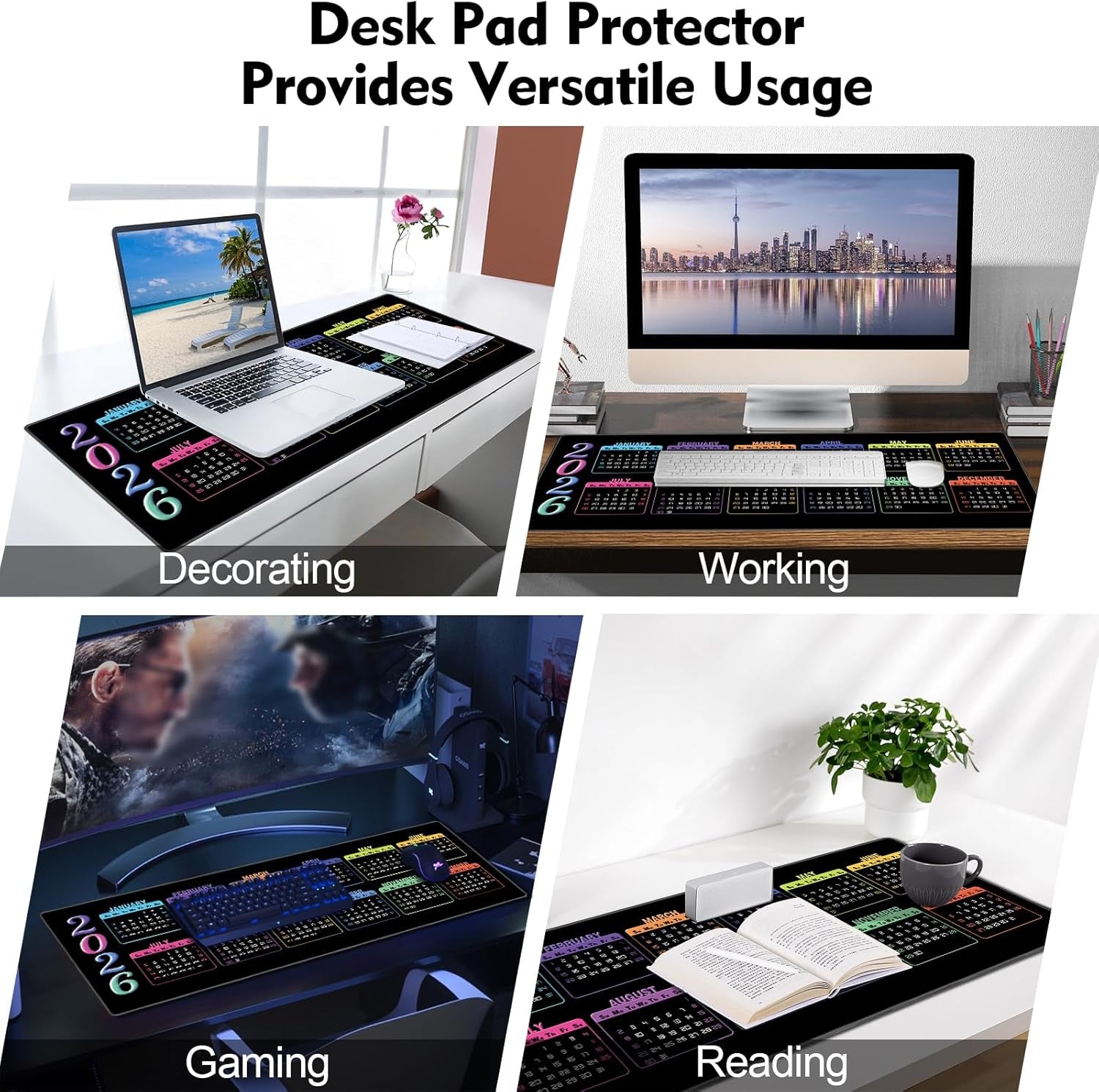 Gaming Mouse Pad XXL XL Large Long Extended Big Mousepad Non-Slip Rubber Keyboard Mouse Pad with Stitched Edges for Laptop Home Office (2026, 35.4 * 15.7)