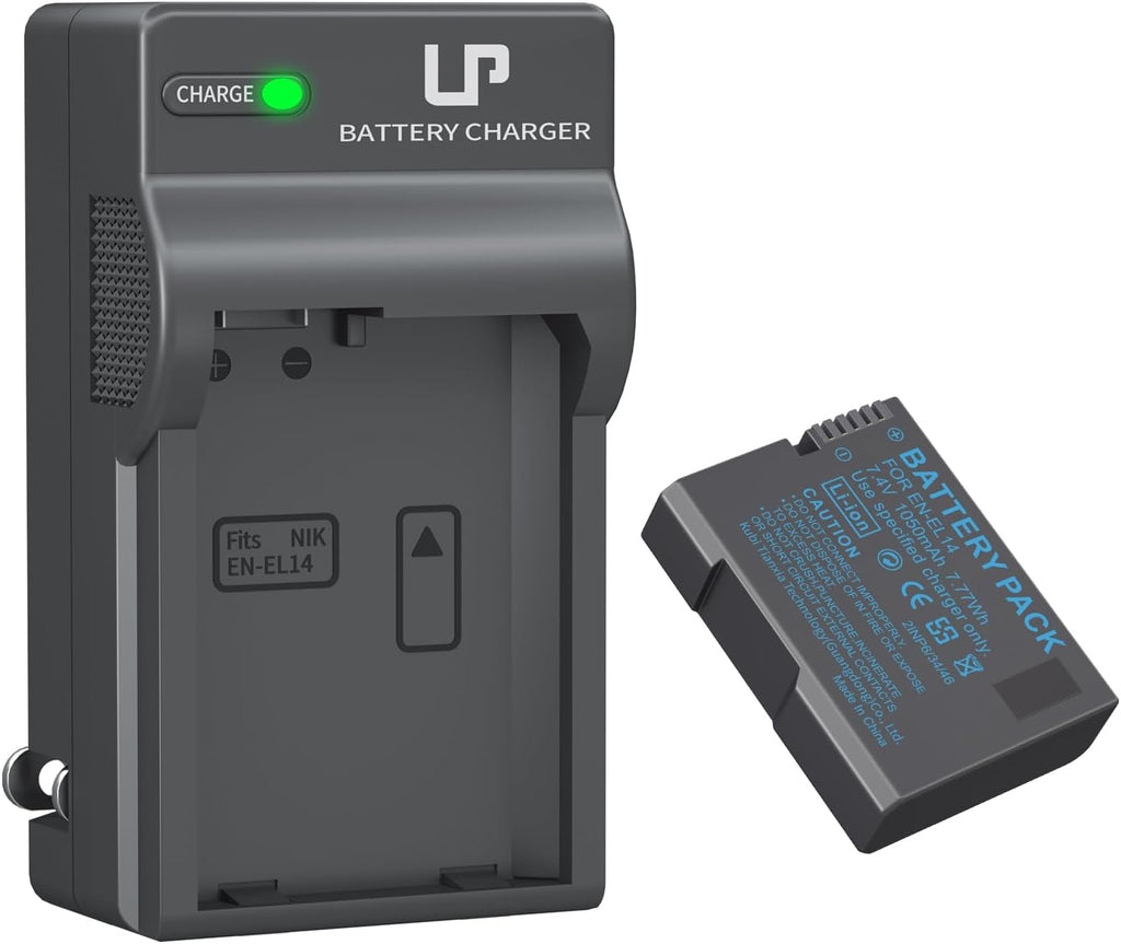EN-EL14 EN El14A Battery and Charger Pack | for Nikon D3500, D5600, D3300, D5100, D5500, D3100, D3200,D5200, D5300, D3400, DF, Cooix P7000, P7100, P7700, P7800 Cameras