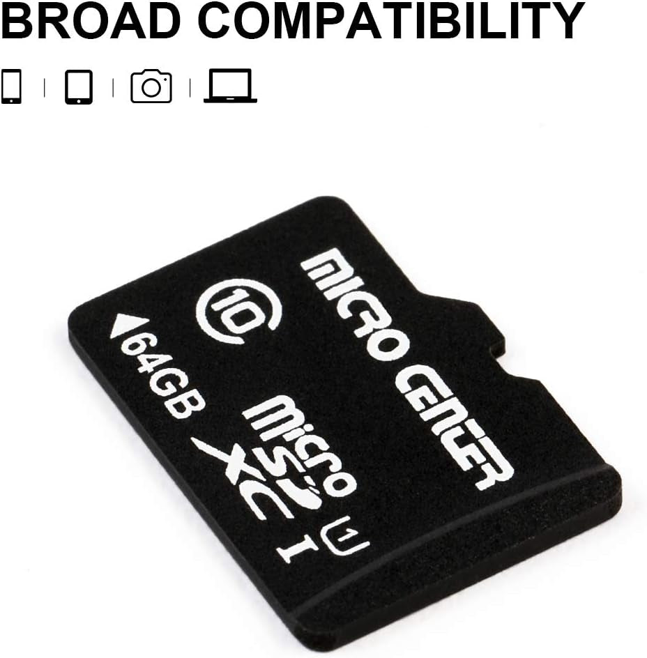 64GB Class 10 Microsdhc Flash Memory Card with Adapter, 5Pack | 80Mb/S Read Speed, C10, U1 A1 Rated, for Security Camera, Smartphone, Drone, Tablet, PC