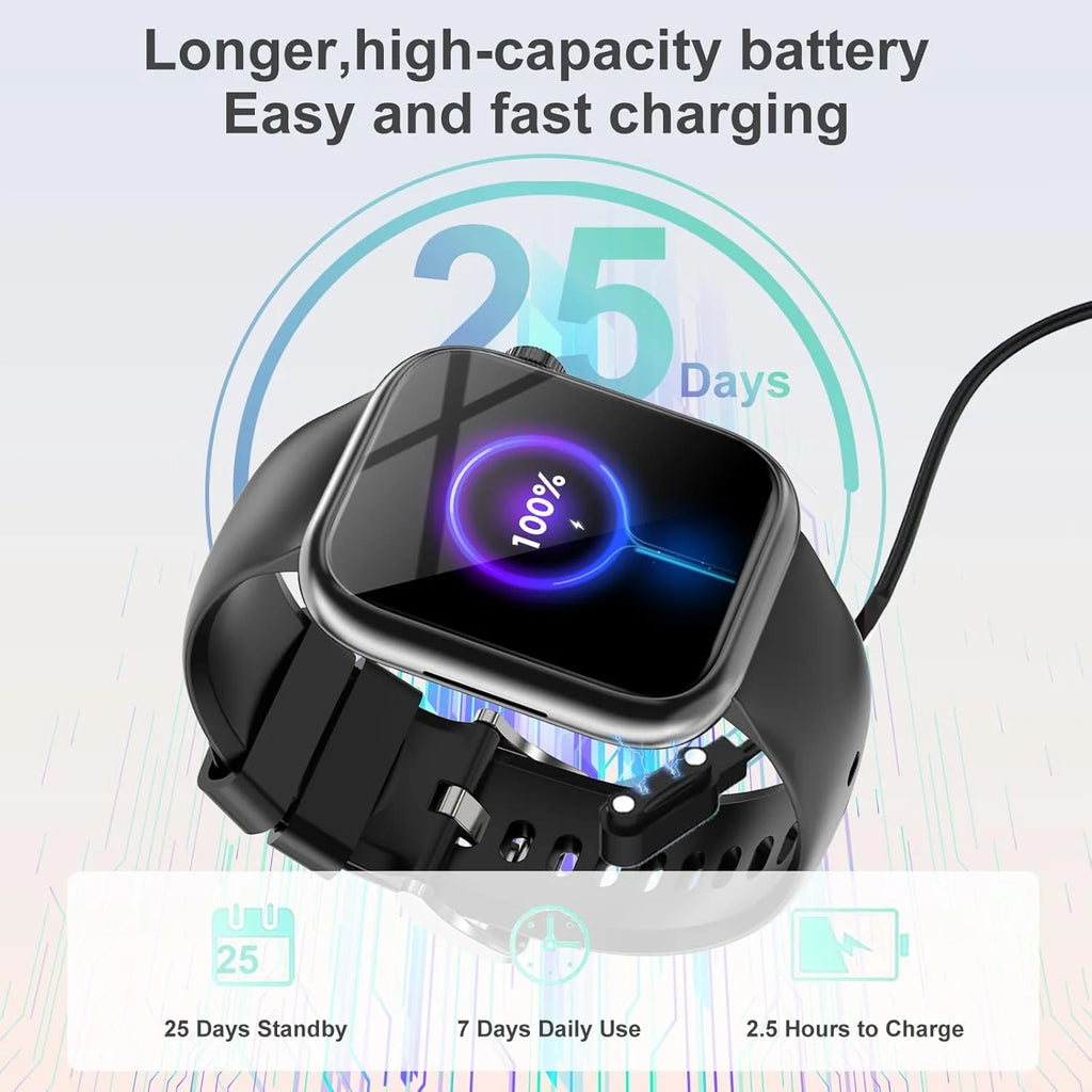 1.85" Bluetooth Smart Watch for Men & Women, HD Touch Screen, Bluetooth Calling, Heart Rate & Sleep Monitor, IP67 Waterproof, Fitness Tracker
