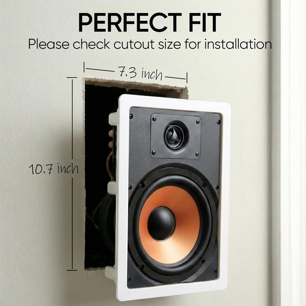M-6S 6.5-Inch 2-Way In-Wall/Ceiling Speaker, Each, Paintable, White | 7.3 X 10.7-Inch Cutout, Home Theater, Whole House Audio, Indoor or Covered Outdoor, 6.5" Woofer, 1" Aimable Silk Tweeter