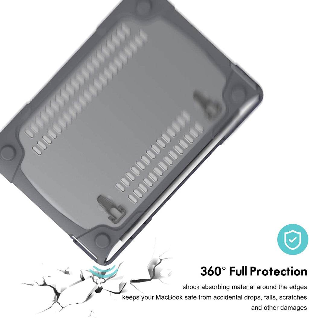 Cover Fold Kickstand for Macbook Air 13-In 2020 2019 2018 -Grey | Heavy Duty Protective Slim Hard Shell Case with for Macbook Air 13-In M1 Intel Retina with Touch ID, A2337 A2179 A1932