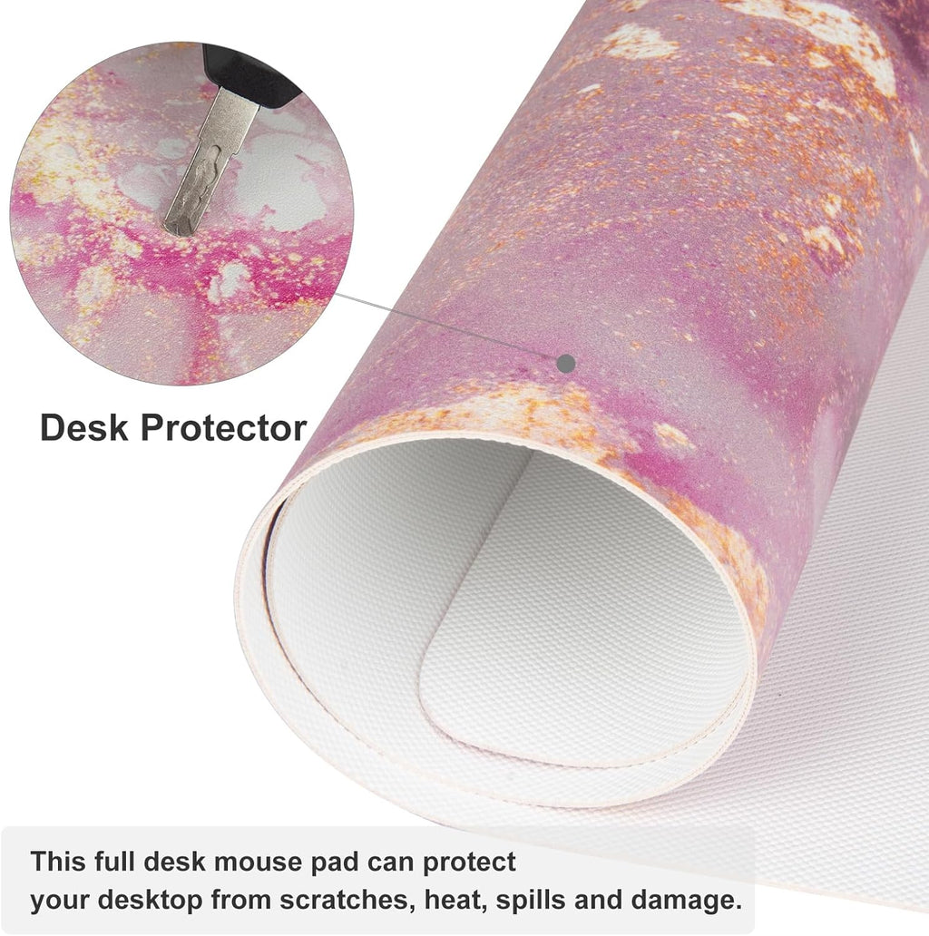 PU Leather Large Mouse Pad, Office Decor, 31.5" X 15.7", Rose Gold | Desk Décor Accessories, Extended Size, Waterproof & Easy to Clean, Smooth Surface, Non Slip Desk Organization