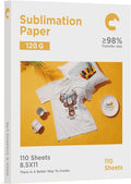 Sublimation Paper 8.5X11 Inch, Work with Sublimation Ink and E Sawgrass Inkjet Printers for Mugs T-Shirts Light Fabric and Other Sublimation Blanks (110 Sheets, 120G)