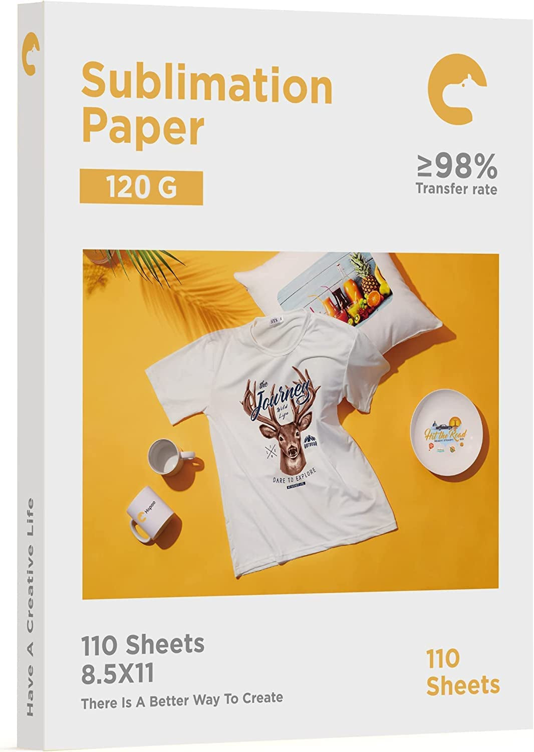 Sublimation Paper 8.5X11 Inch, Work with Sublimation Ink and E Sawgrass Inkjet Printers for Mugs T-Shirts Light Fabric and Other Sublimation Blanks (110 Sheets, 120G)