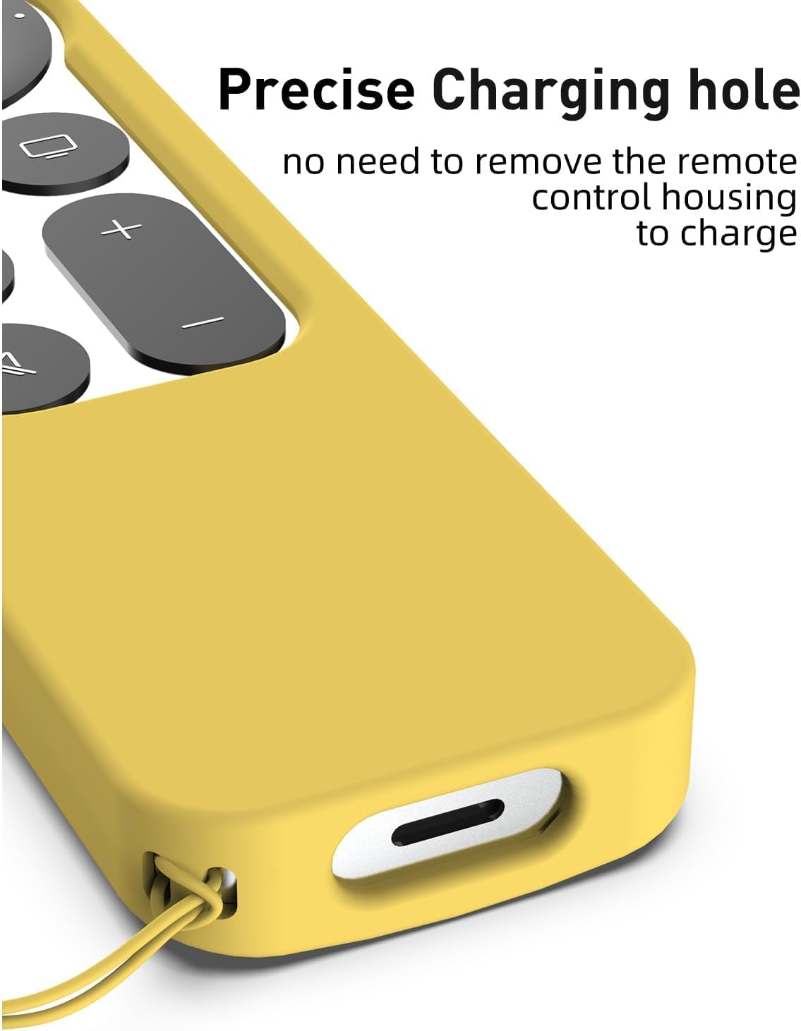Compatible with Apple TV 4K Siri Remote Case 2021, Yellow | Silky-Soft Anti-Slip Protective Silicone Cover for Siri Remote Control 2Nd Generation [Lanyard Included]