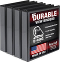 Durable 1.5 Inch 3 Ring Binder, D Ring Binder, 100% Recycled Chipboard, Black, 4 Pack
