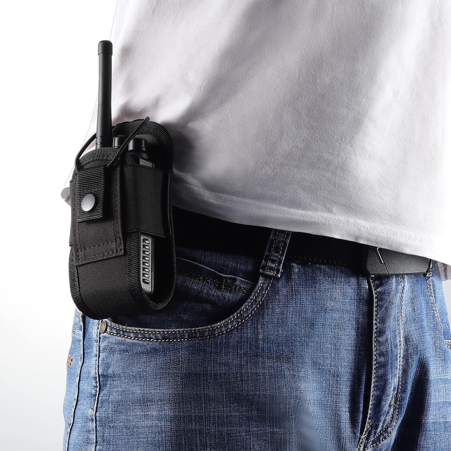 Molle Radio Holder Walkie Talkie Pouch Case for Duty Belt Radio Holster Tactical Hunting Intercom Bag (Black-2 PACK)