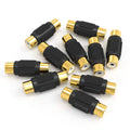 10 Pack RCA Female to Female Coupler Audio Video Gold Adapter | for Phono, Speaker, RCA Cable, Amplifier, Mixing Console, Home Theater Devices, AV Receivers