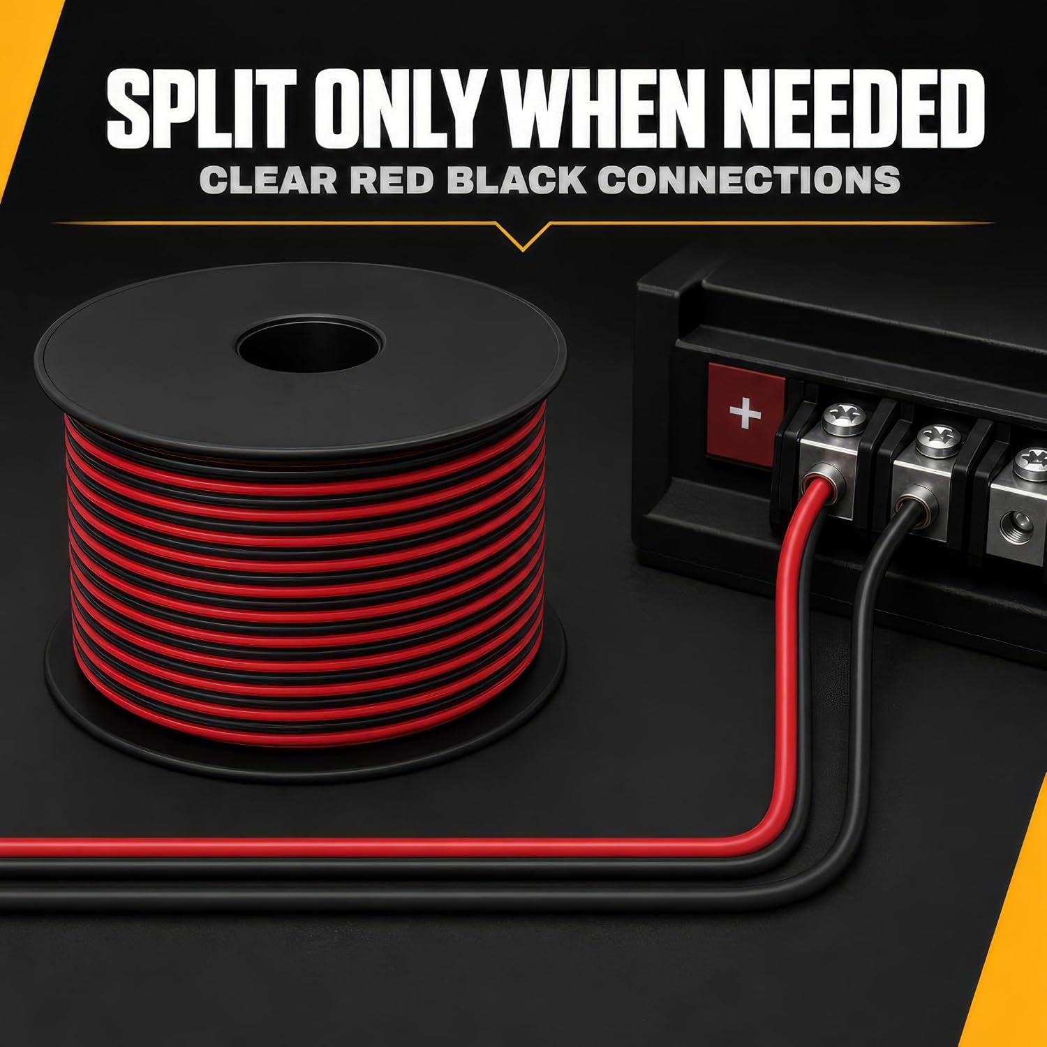 16 AWG Wire 100Ft - OFC Copper Automotive Speaker Wire Spool | 16 Gauge Stranded, 12V Low Voltage DC, Bonded Red Black Pair, Marine Trailer LED, 200Ft Total