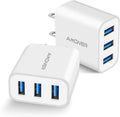 USB Wall Charger,  2Pack 15W 3-Port USB Charger Block Iphone Cube Charging Blocks for Iphone 14/13/12/11/X/XR/X/8/7/6, Galaxy, Android Phones and More | Fits Iphone 16/15/14/13/12/11/X/8, Galaxy, Android&Ipad Smart IC Fast Charge, 3 USB Ports for Home, Of