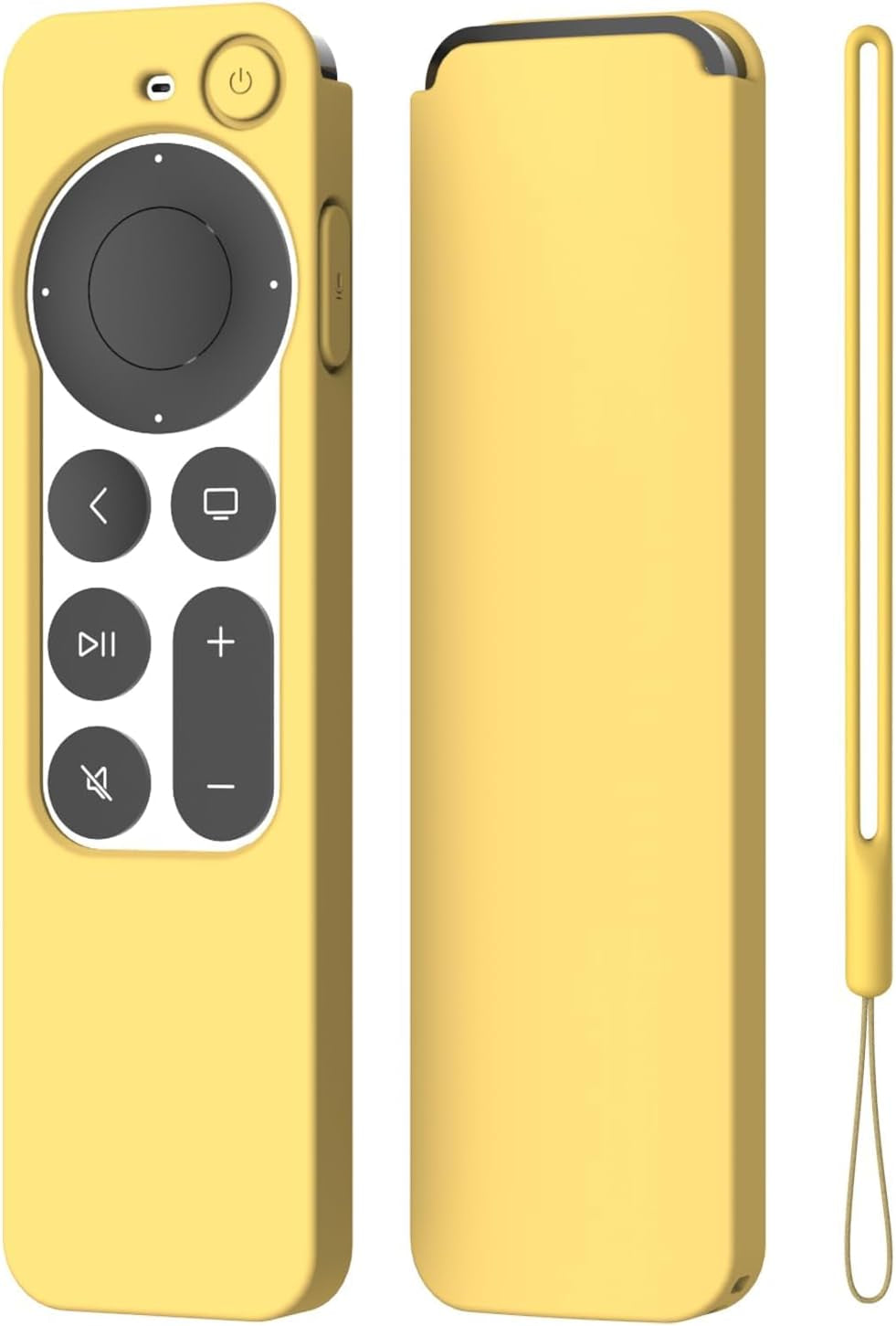 Compatible with Apple TV 4K Siri Remote Case 2021, Yellow | Silky-Soft Anti-Slip Protective Silicone Cover for Siri Remote Control 2Nd Generation [Lanyard Included]