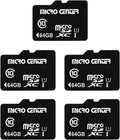 64GB Class 10 Microsdhc Flash Memory Card with Adapter, 5Pack | 80Mb/S Read Speed, C10, U1 A1 Rated, for Security Camera, Smartphone, Drone, Tablet, PC