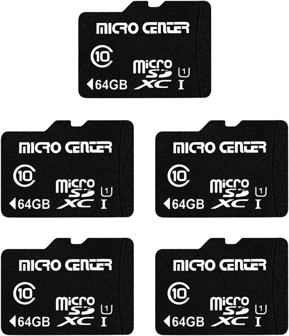 64GB Class 10 Microsdhc Flash Memory Card with Adapter, 5Pack | 80Mb/S Read Speed, C10, U1 A1 Rated, for Security Camera, Smartphone, Drone, Tablet, PC