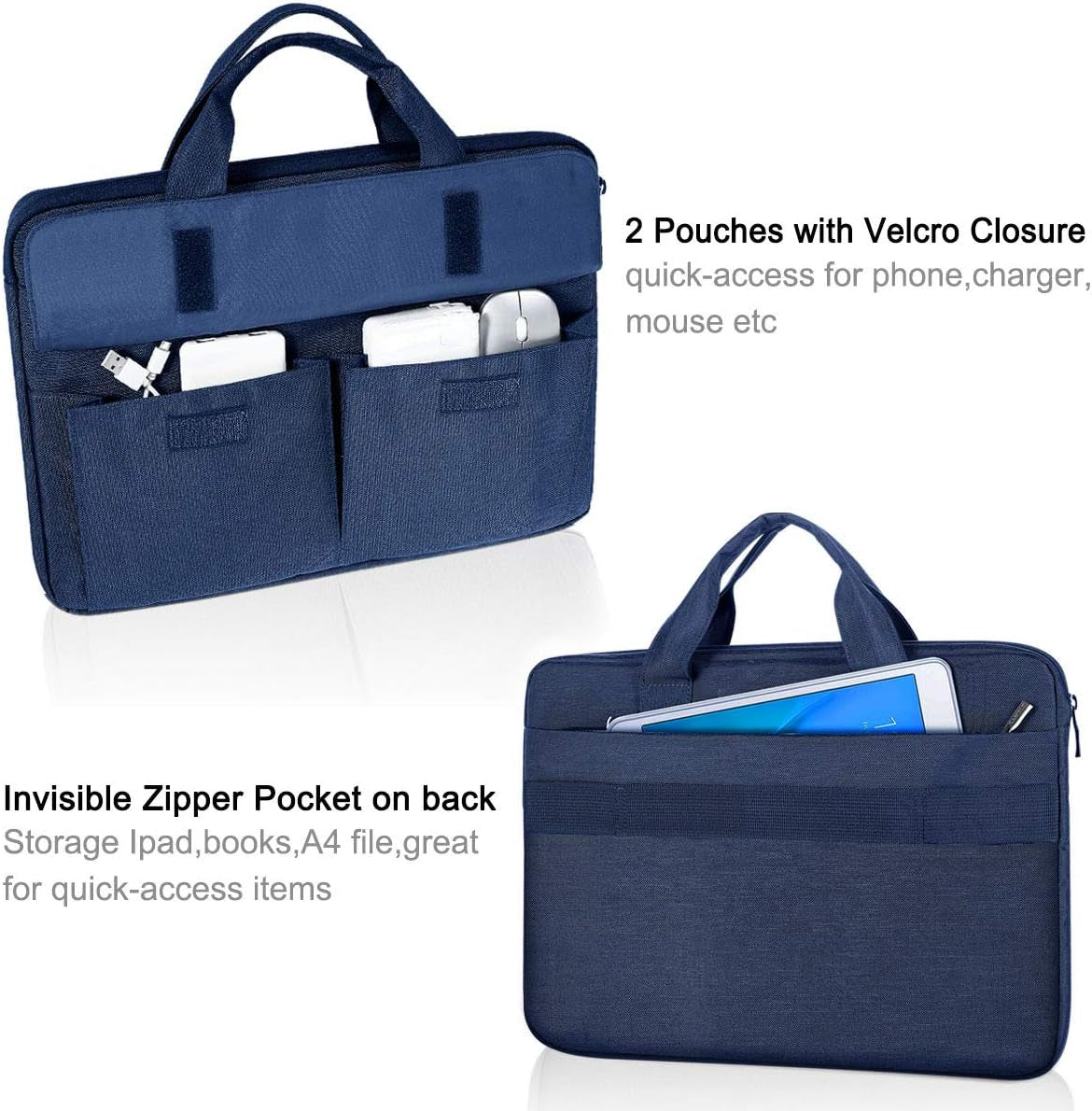 15.6 Inch Laptop Bag with Shoulder Strap, Water-Resistant, Blue | Slim Waterproof Computer Sleeve for Macbook Pro 15/16, Macbook Air 15 and 15-16 Inch HP, Acer, Dell, Lenovo and ASUS Laptops