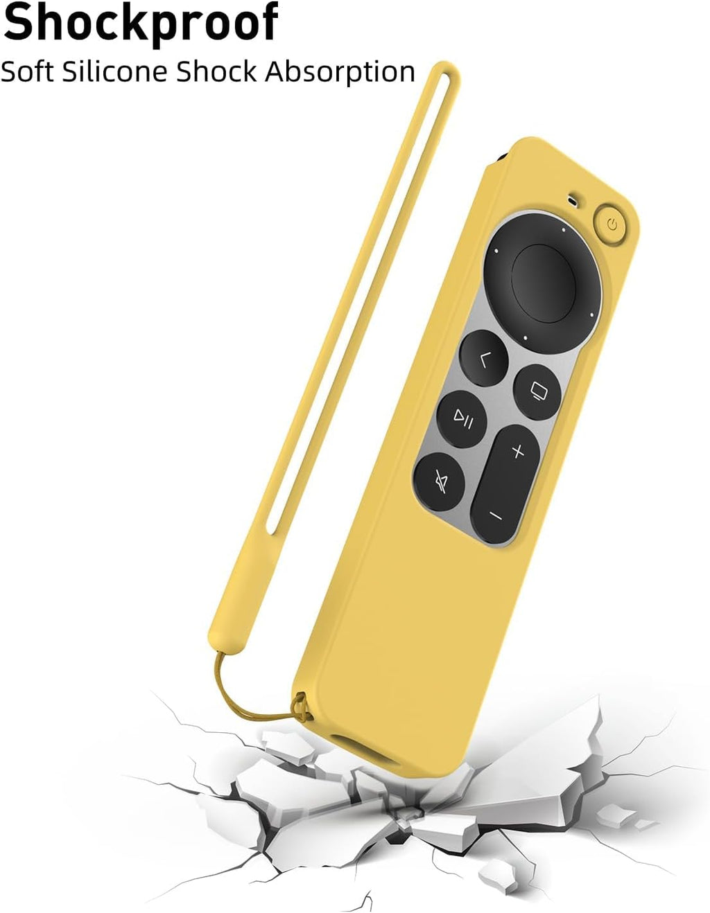 Compatible with Apple TV 4K Siri Remote Case 2021, Yellow | Silky-Soft Anti-Slip Protective Silicone Cover for Siri Remote Control 2Nd Generation [Lanyard Included]