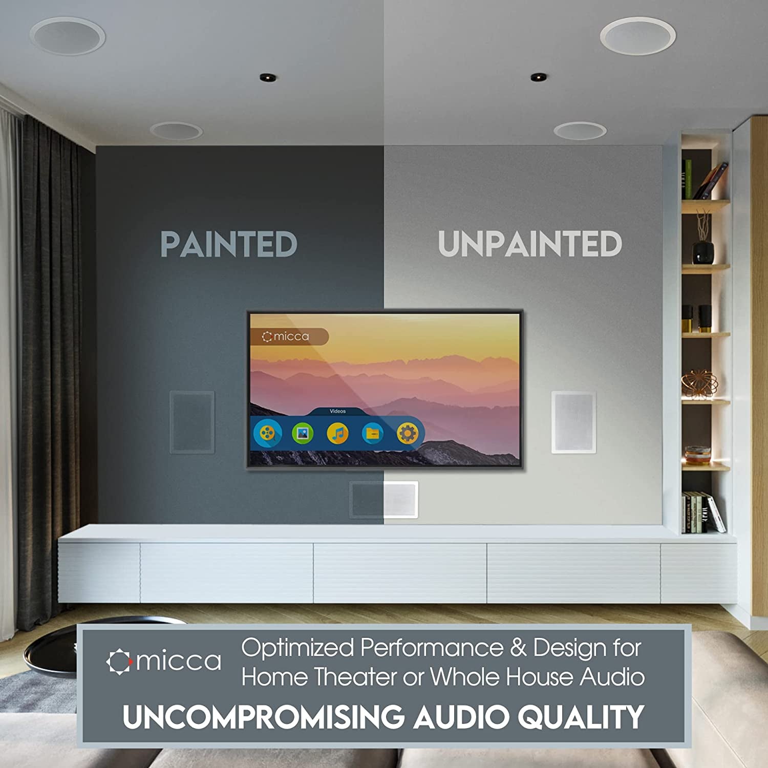 M-6S 6.5-Inch 2-Way In-Wall/Ceiling Speaker, Each, Paintable, White | 7.3 X 10.7-Inch Cutout, Home Theater, Whole House Audio, Indoor or Covered Outdoor, 6.5" Woofer, 1" Aimable Silk Tweeter