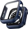 2 Pack Hard Case for Apple Watch Se/Se2/Se3/Series 6/5/4 40Mm, with PC Tempered Glass Screen Protector, Scristant Resistant, Overall Protection Slim Cover for Iwatch S6/S5/S4 40Mm, Blue | with PC Tempered Glass Screen Protector, Scratch Resistant Overall Protection Slim Cover for Iwatch S6/S5/S4 40Mm, Blue
