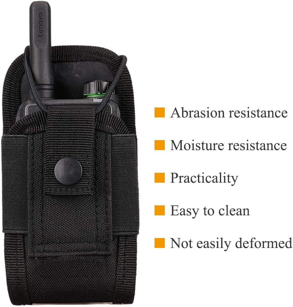 Molle Radio Holder Walkie Talkie Pouch Case for Duty Belt Radio Holster Tactical Hunting Intercom Bag (Black-2 PACK)