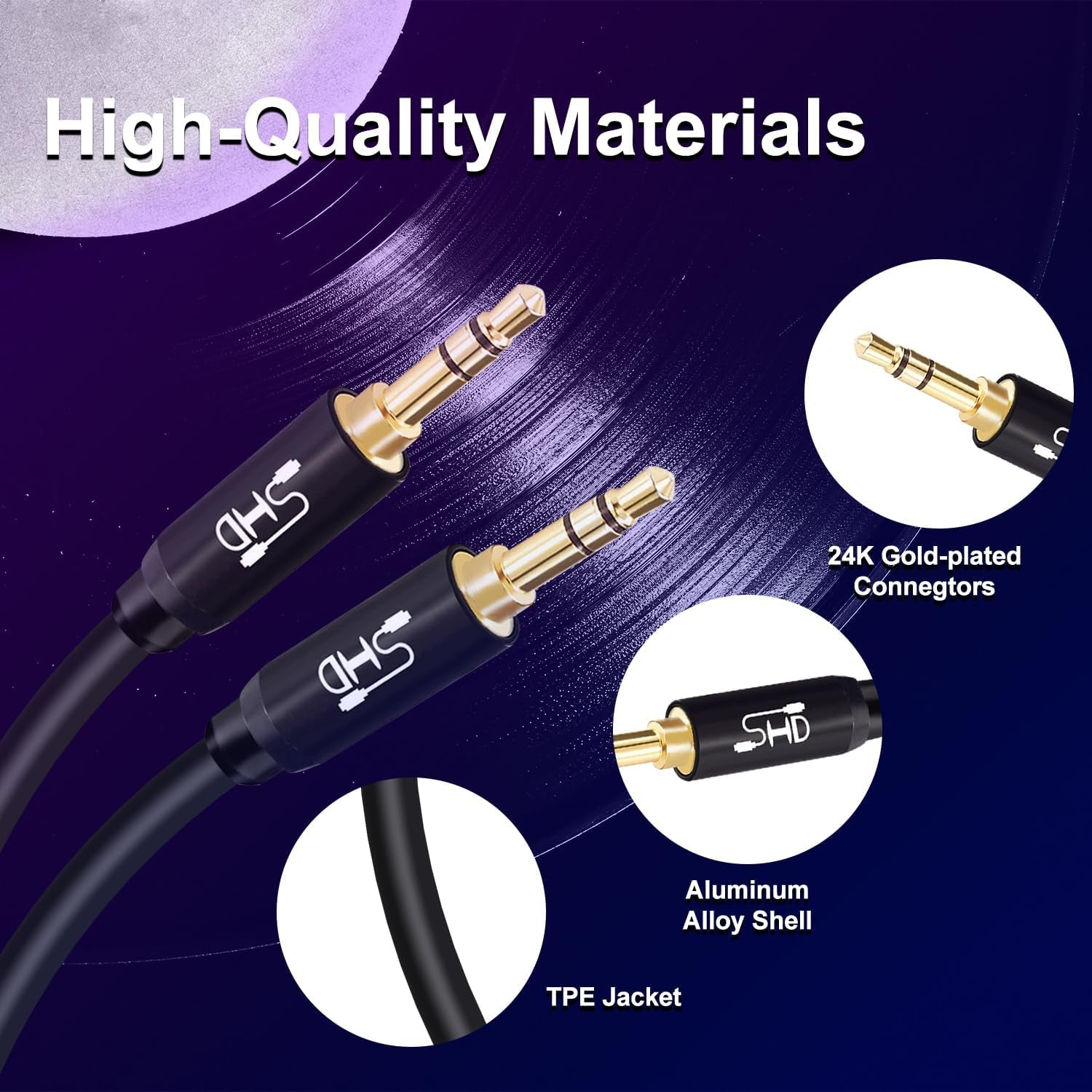 Aux Cable, 3.5Mm Audio Cable Aux for Car Auxiliary Audio Stereo Cable 3.5Mm Cord Premium Sound Dual Shielded with Gold Plated Connectors-50Feet
