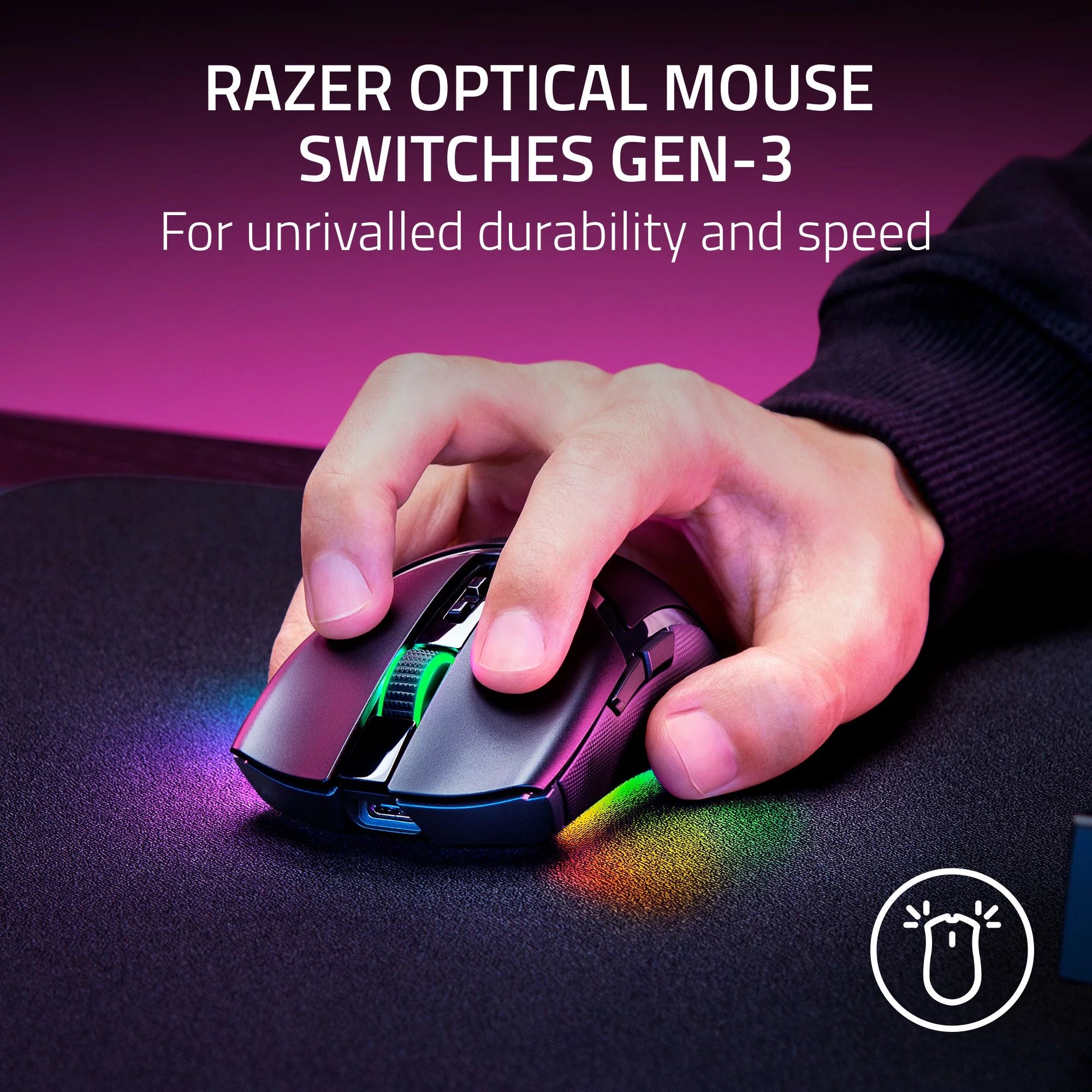Cobra Pro Lightweight Wireless PC Gaming Mouse with Chroma RGB, Custom Controls, 77G, Black