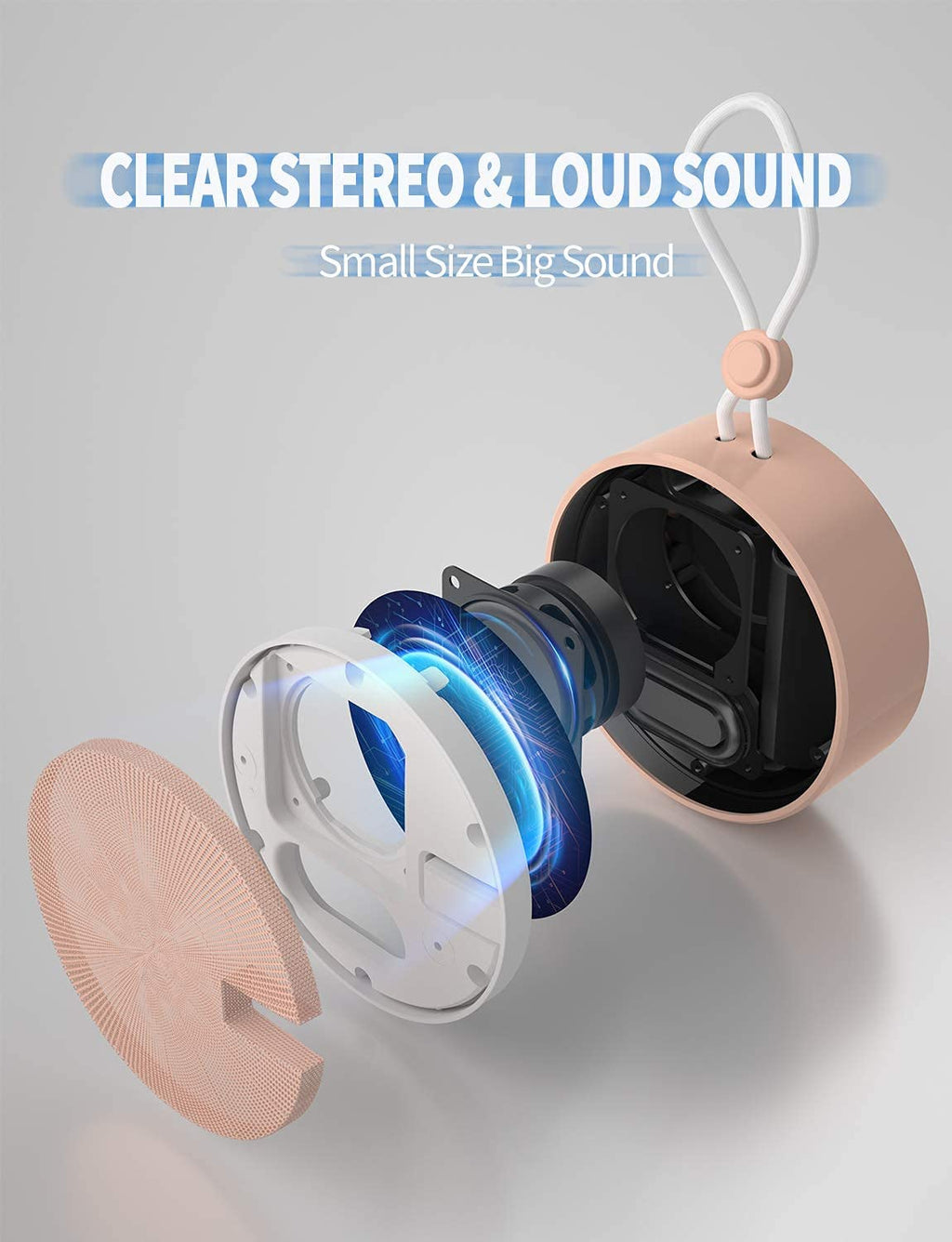 C12 IP67 Waterproof Shower Bluetooth Speakers Portable Small Speaker | Speakers Bluetooth Wireless,Loud Clear Sound,Support TF Card,Suction Cup,For Outdoor Kayak Canoe Beach Gift Pink