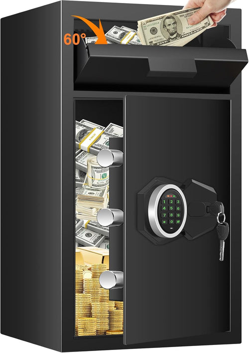 2.7 Cubic Drop Slot Safes for Money Jewelry, Drop Safe for Business with Combination Lock and Key, Mute Function,Depository Safe for Money Jewelry Home Business Office