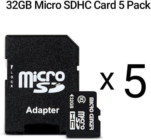 32GB Class 10 Microsdhc Flash Memory Card with Adapter, 5Pack | 80Mb/S Read Speed, U1 A1 Rated, for Security Camera, Smartphone, Drone, Tablet, PC