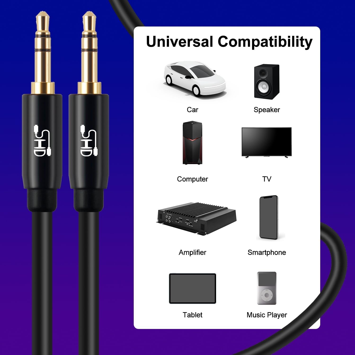 Aux Cable, 3.5Mm Audio Cable Aux for Car Auxiliary Audio Stereo Cable 3.5Mm Cord Premium Sound Dual Shielded with Gold Plated Connectors-50Feet