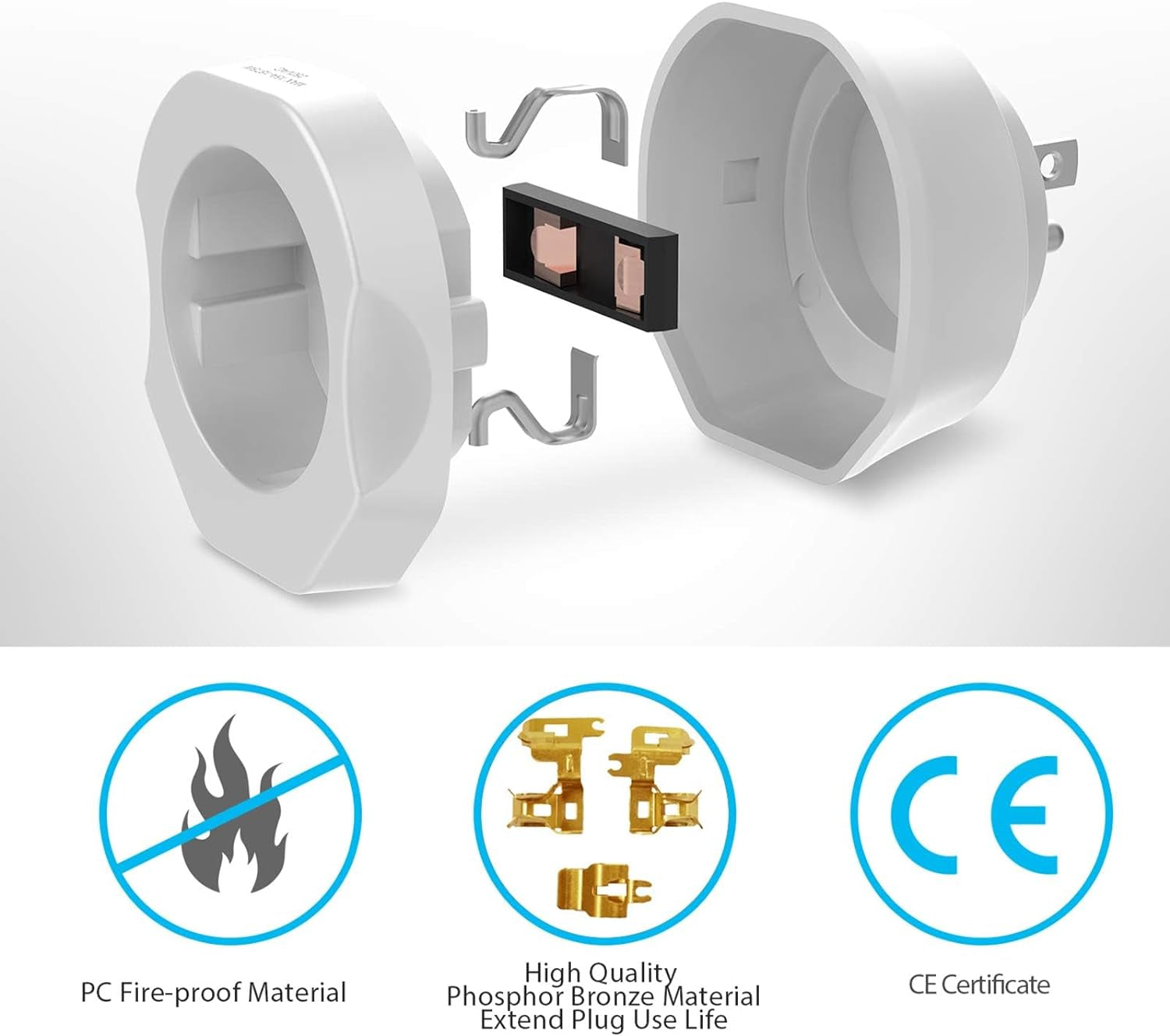 European to US Plug Adapter, EU to US Travel Plug Converter, 1 Pack | Europe to USA Adapter, for Most of EU Spain France Type C E F Plugs to America, Adapter Grounded