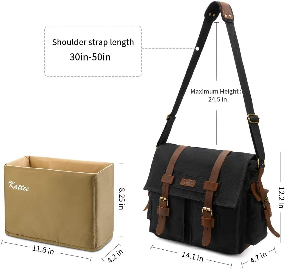 Vintage Leather Canvas DSLR SLR Camera Bags for Men | Leather & Canvas, Vintage. Adjustable Padded Dividers Fit Dslr/Lenses. Card Pockets. Ideal for Travel, Office & Daily