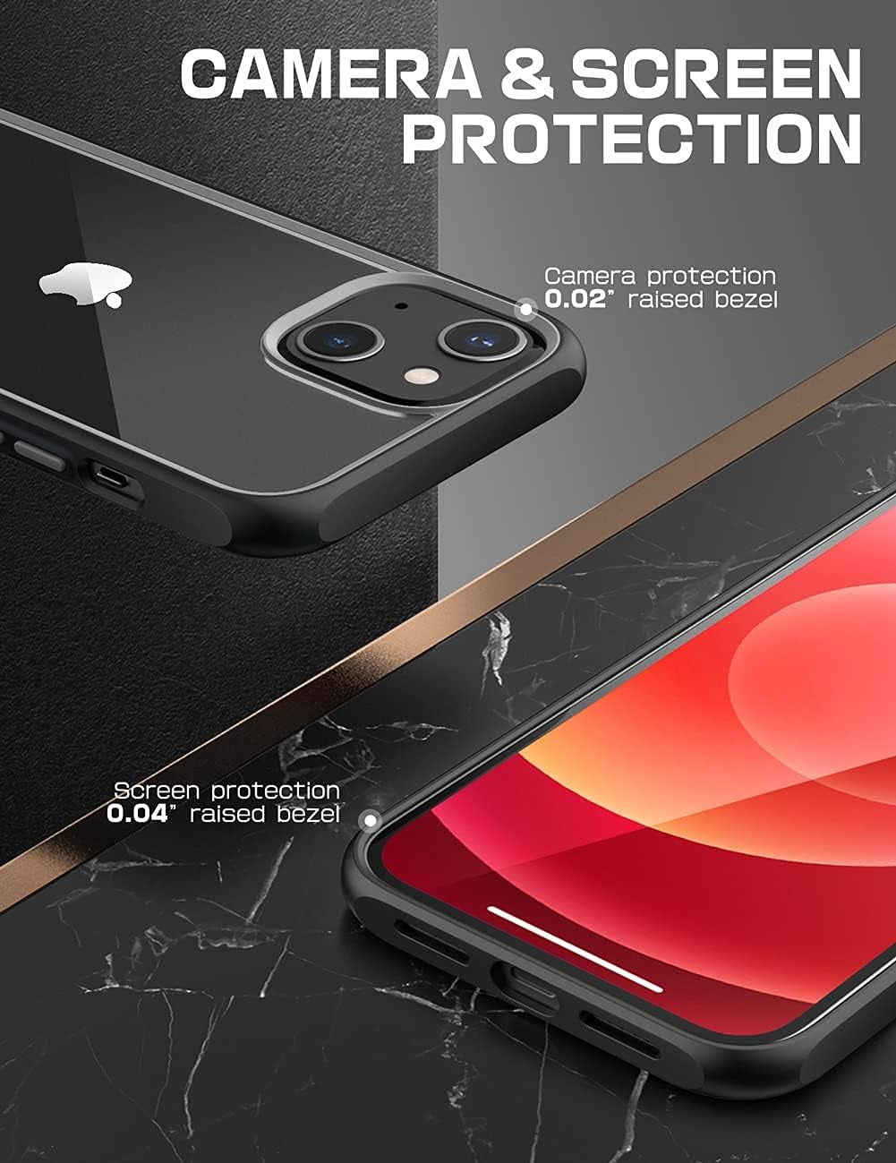 for Iphone 13 Case, Military-Grade Protection, Black | Thin and Light, Premium Hybrid Protective Clear Back, Raised Edges, Compatible with Wireless Chargers, Unicorn Beetle Style