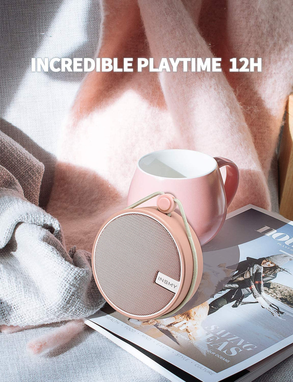 C12 IP67 Waterproof Shower Bluetooth Speakers Portable Small Speaker | Speakers Bluetooth Wireless,Loud Clear Sound,Support TF Card,Suction Cup,For Outdoor Kayak Canoe Beach Gift Pink