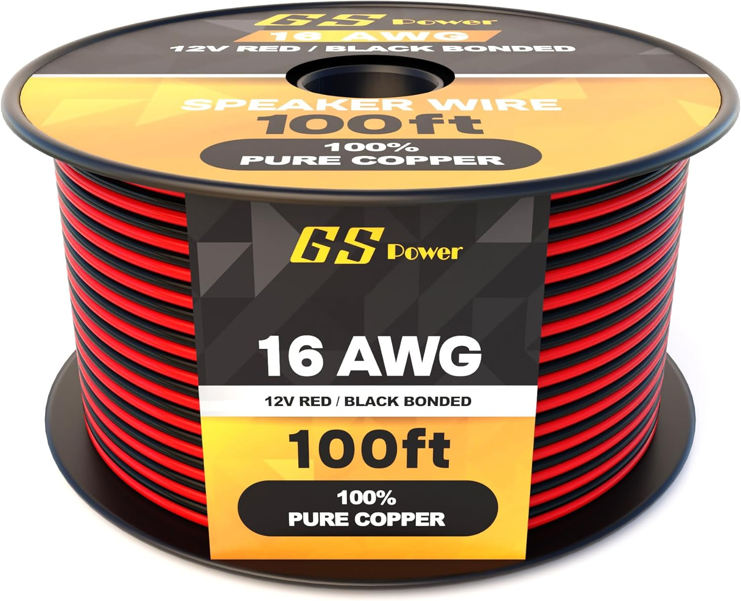 16 AWG Wire 100Ft - OFC Copper Automotive Speaker Wire Spool | 16 Gauge Stranded, 12V Low Voltage DC, Bonded Red Black Pair, Marine Trailer LED, 200Ft Total