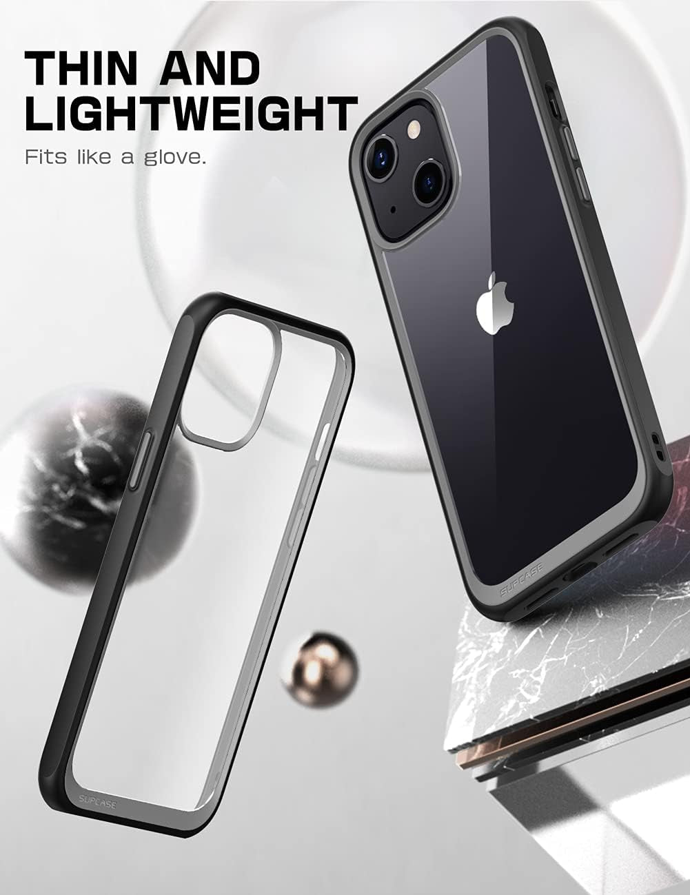 for Iphone 13 Case, Military-Grade Protection, Black | Thin and Light, Premium Hybrid Protective Clear Back, Raised Edges, Compatible with Wireless Chargers, Unicorn Beetle Style
