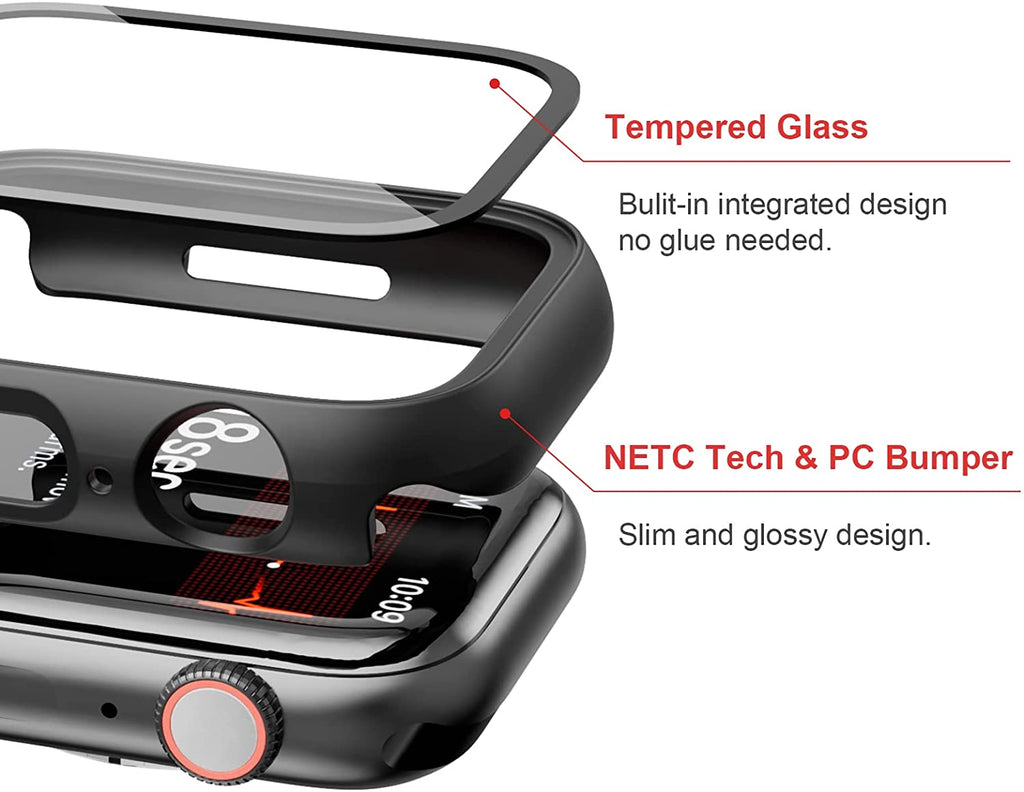 Case with Screen Protector for Apple Watch Series 3/2/1 38Mm,Black | 2 Pack,For Apple Watch 38Mm Cover with Tempered Glass,Hd,Slim Guard Bumper,Hard PC Protective Case for Iwatch 3/2/1 38Mm