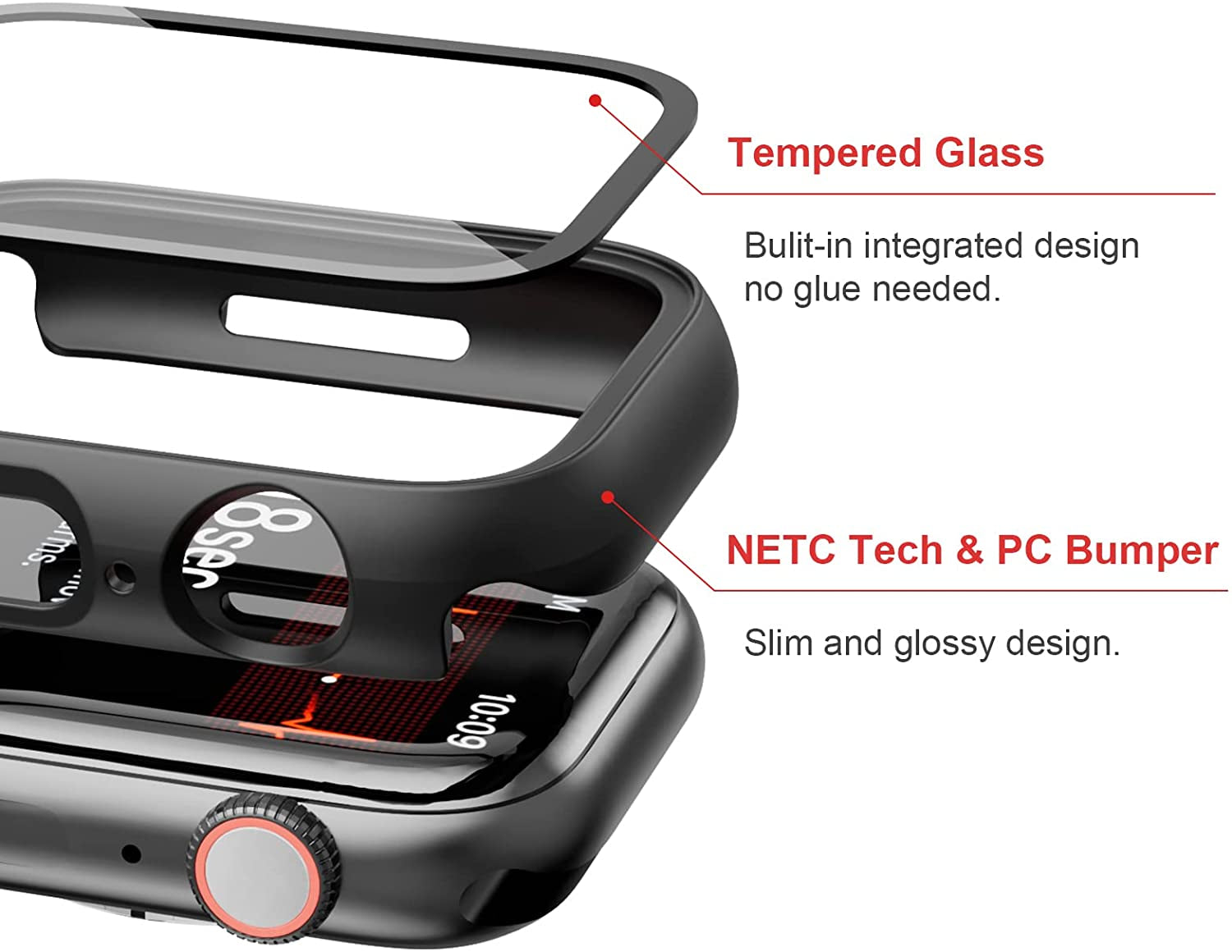 Case with Screen Protector for Apple Watch Series 3/2/1 38Mm,Black | 2 Pack,For Apple Watch 38Mm Cover with Tempered Glass,Hd,Slim Guard Bumper,Hard PC Protective Case for Iwatch 3/2/1 38Mm