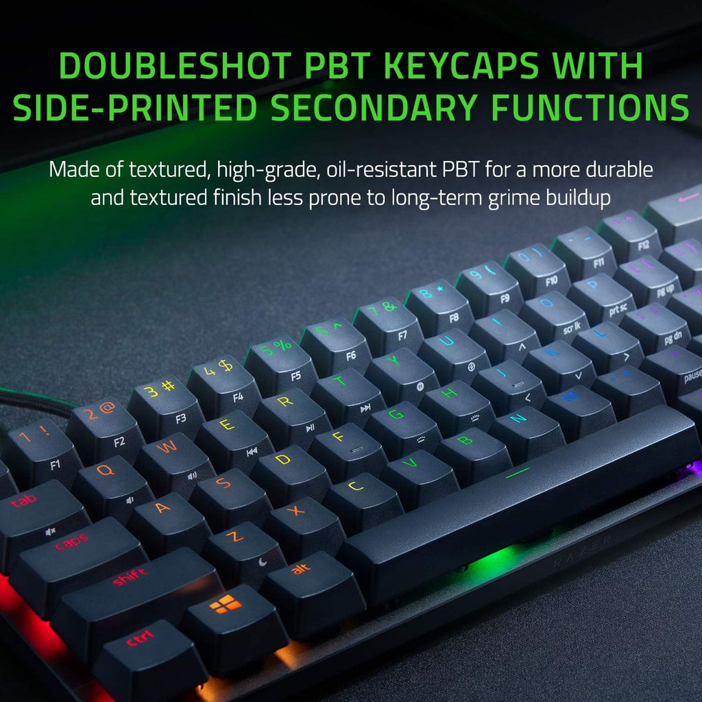 Razer Huntsman Mini 60% Gaming Keyboard: Linear Optical Switches - Aluminum Top Frame - Chroma RGB Lighting - PBT Keycaps - Onboard Memory - Snap Tap - Black