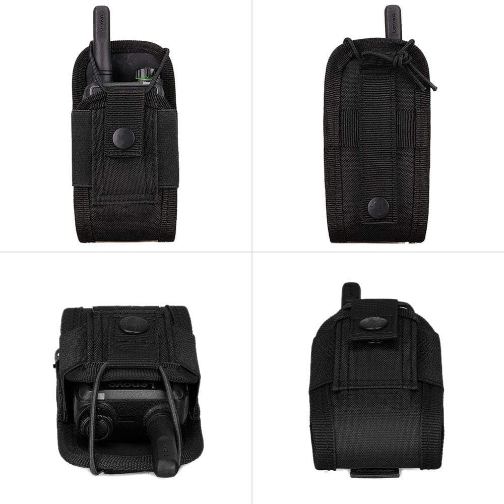 Molle Radio Holder Walkie Talkie Pouch Case for Duty Belt Radio Holster Tactical Hunting Intercom Bag (Black-2 PACK)