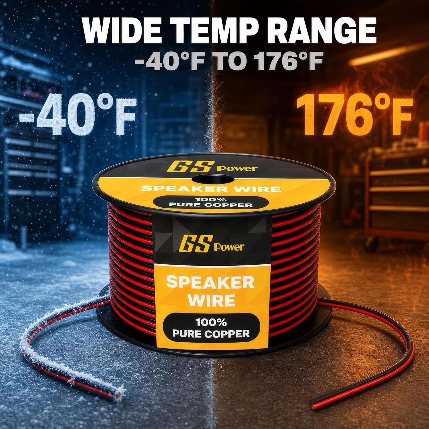 16 AWG Wire 100Ft - OFC Copper Automotive Speaker Wire Spool | 16 Gauge Stranded, 12V Low Voltage DC, Bonded Red Black Pair, Marine Trailer LED, 200Ft Total