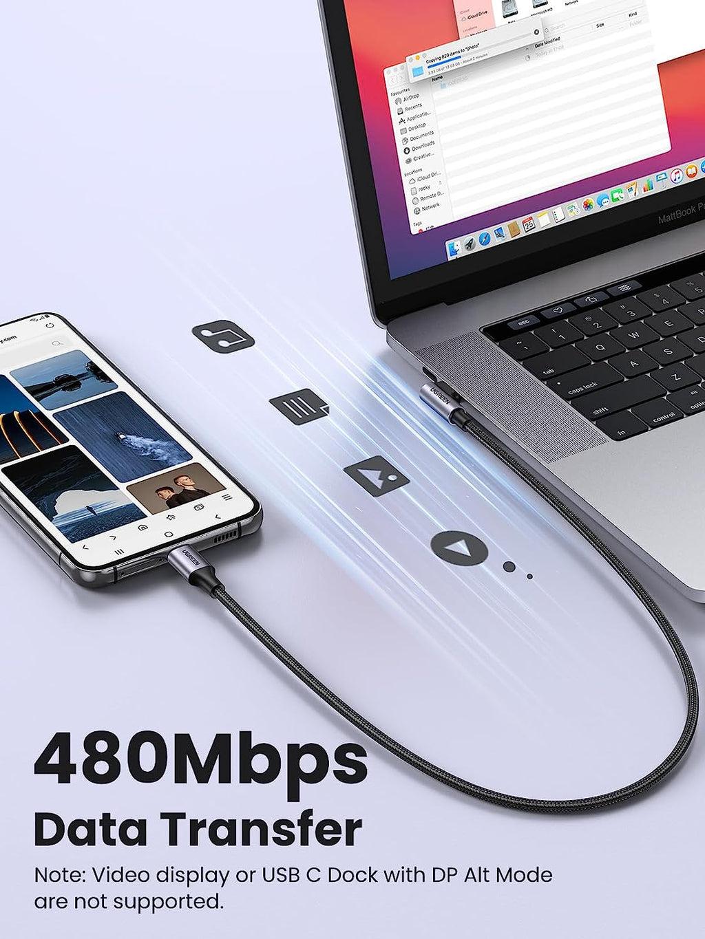 UGREEN 60W Right Angle USB C Cable, Fast Charging Cable, 2-Pack, 6.6Ft | 90° Angled Connector for Gaming & Bedside. for Iphone 17/16/15, Macbook, Galaxy S26/S25, Ipad, Pixel, Switch